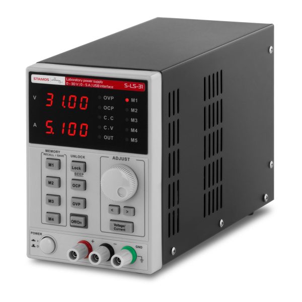 Zasilacz laboratoryjny z funkcją pamięci 0-30VDC 0-5A USB / RS232 + CD S-LS-31 - obrazek 2