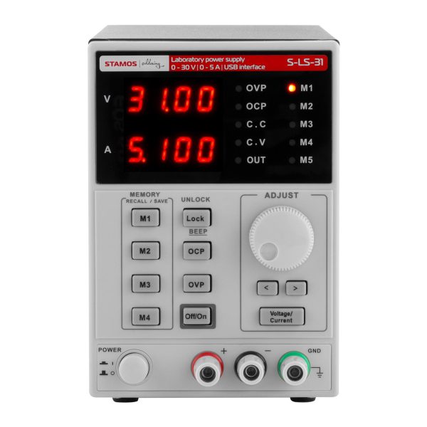 Zasilacz laboratoryjny z funkcją pamięci 0-30VDC 0-5A USB / RS232 + CD S-LS-31 - obrazek 3