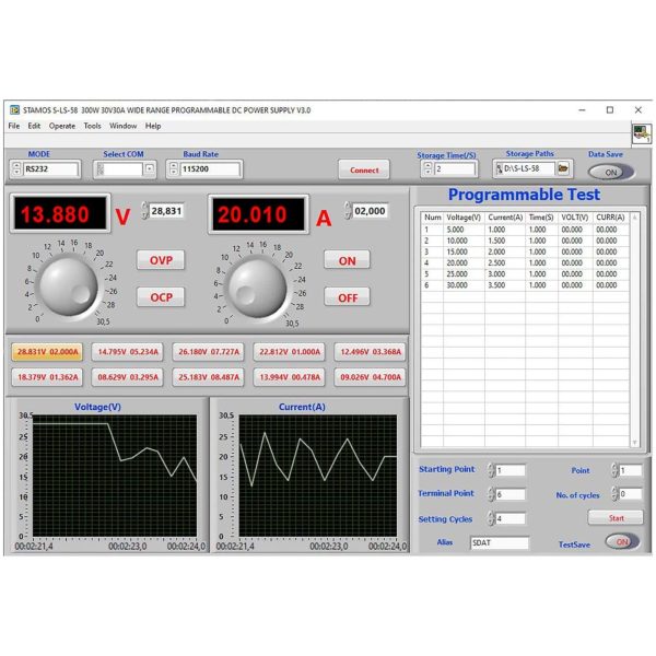 Zasilacz laboratoryjny serwisowy 0-30 V 0-30 A 300 W USB LAN RS232 - obrazek 6