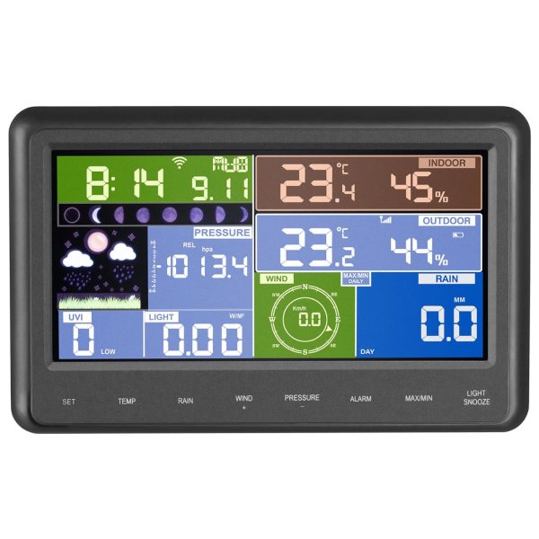 Bezprzewodowa stacja meteorologiczna pogodowa solarna LCD WiFi 100m - obrazek 3