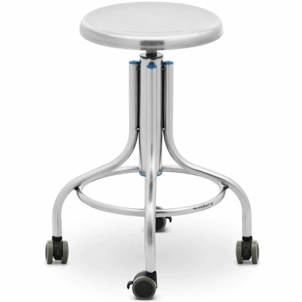 Taboret stołek laboratoryjny warsztatowy ze stali nierdzewnej 45-60 cm do 100 kg - obrazek 2