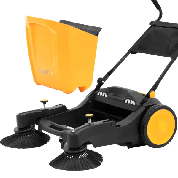 Zamiatarka ręczna magazynowa do piasku liści 2 szczotki 92 cm 40 l - obrazek 6