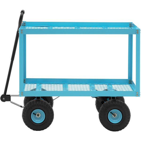 Wózek ogrodowy transportowy 2 poziomy z siatki do 150 kg - obrazek 2