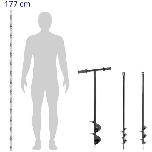 Wiertnica świder ręczny do ziemi 3 wiertła śr. 80 mm 100 mm 150 mm gł. do 100 cm - obrazek 2