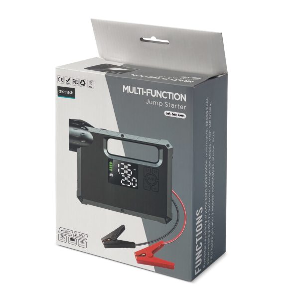 4w1 Rozruch auta Jump Starter + powerbank 8000mAh + kompresor + latarka LED - czarny - obrazek 5