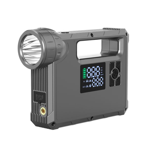 4w1 Rozruch auta Jump Starter + powerbank 8000mAh + kompresor + latarka LED - czarny - obrazek 6