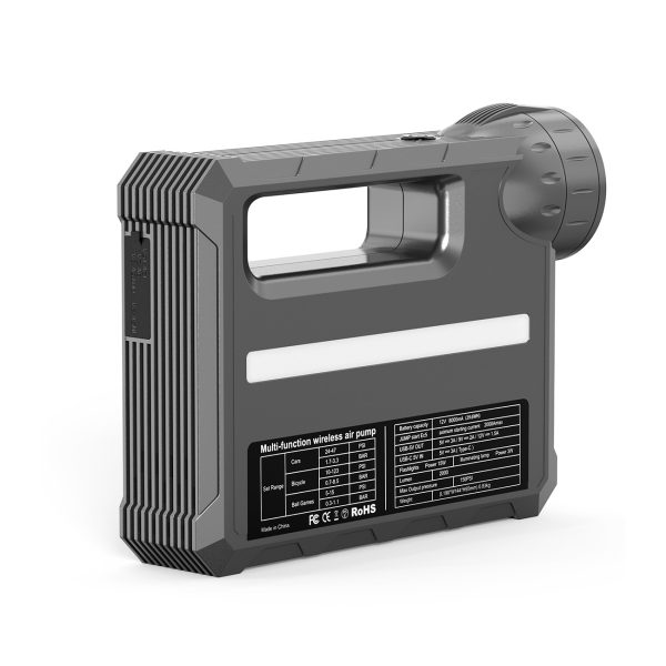 4w1 Rozruch auta Jump Starter + powerbank 8000mAh + kompresor + latarka LED - czarny - obrazek 7