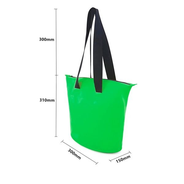 Torba plażowa wodoodporna PVC z paskiem na ramię 11L - zielona - obrazek 2