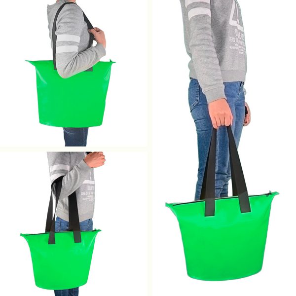 Torba plażowa wodoodporna PVC z paskiem na ramię 11L - zielona - obrazek 4