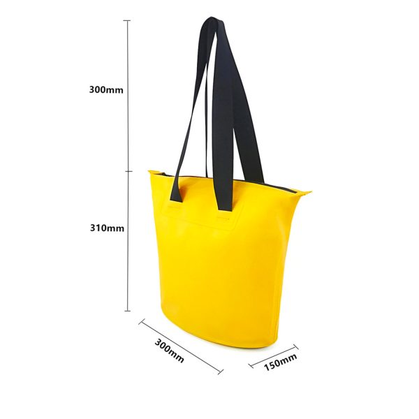 Torba plażowa wodoodporna PVC z paskiem na ramię 11L - żółta - obrazek 3