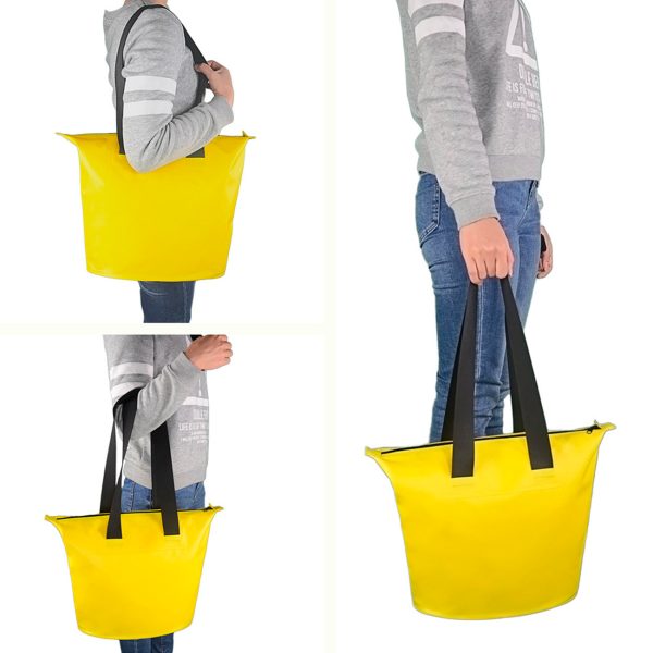 Torba plażowa wodoodporna PVC z paskiem na ramię 11L - żółta - obrazek 5