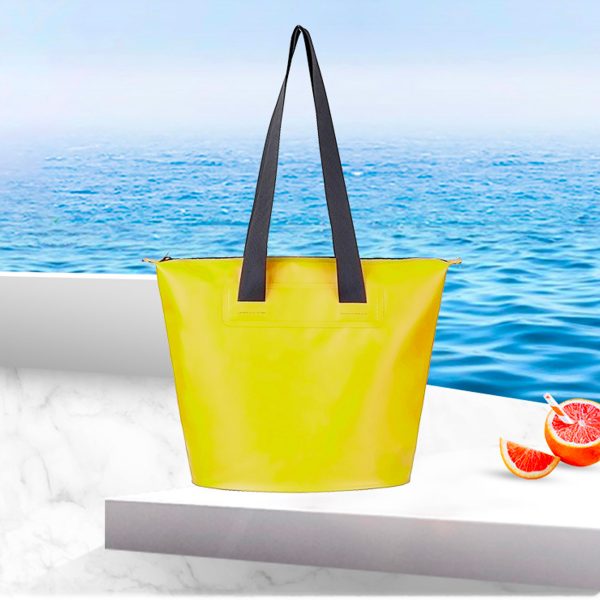 Torba plażowa wodoodporna PVC z paskiem na ramię 11L - żółta - obrazek 6