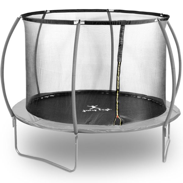 Trampolina ogrodowa z siatką i osłoną na sprężyny śr. 305 cm do 100 kg czarno-szara - obrazek 2