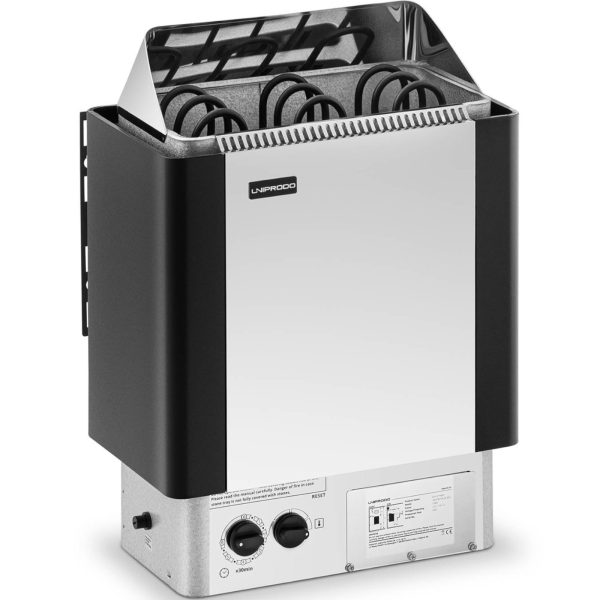 Piec do sauny elektryczny z wbudowanym sterowaniem 3-6 m3 do 110C 400 V 4.5 kW srebrno-czarny - obrazek 2