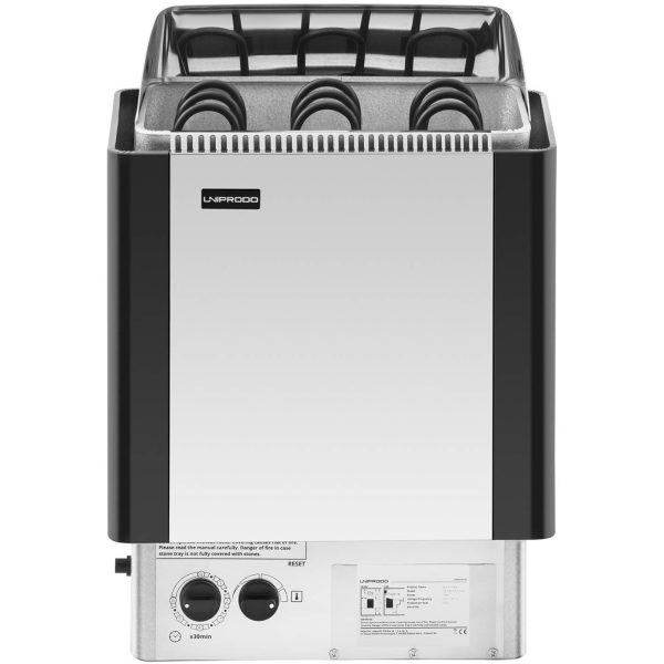 Piec do sauny elektryczny z wbudowanym sterowaniem 3-6 m3 do 110C 400 V 4.5 kW srebrno-czarny - obrazek 7