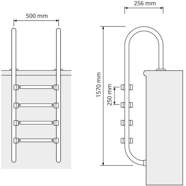 Drabinka do basenu ze stali nierdzewnej 4 stopnie 1570 mm - obrazek 7