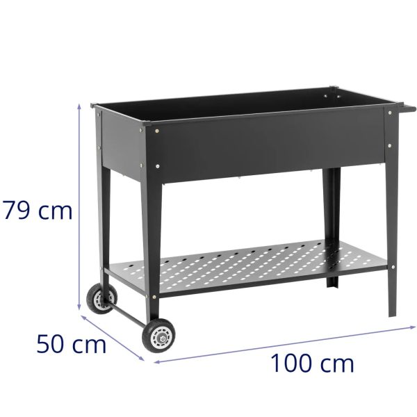 Wózek kwietnik ogrodowy metalowy na kwiaty zioła z półką 100 x 50 x 79 cm - obrazek 7