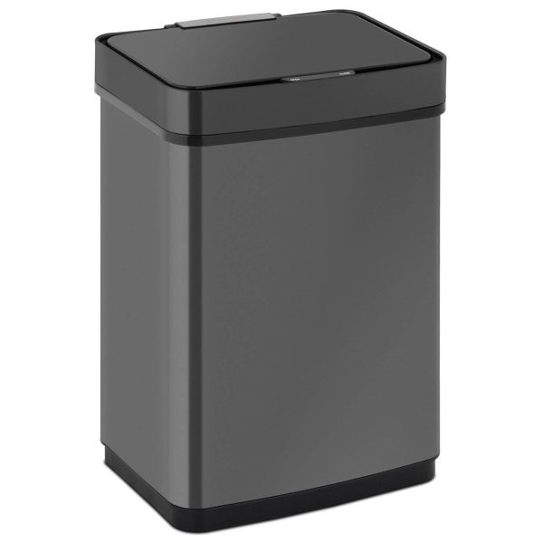 Kosz na śmieci automatyczny bezdotykowy prostokątny z czujnikiem ruchu 30 cm 50 l CZARNY - obrazek 2