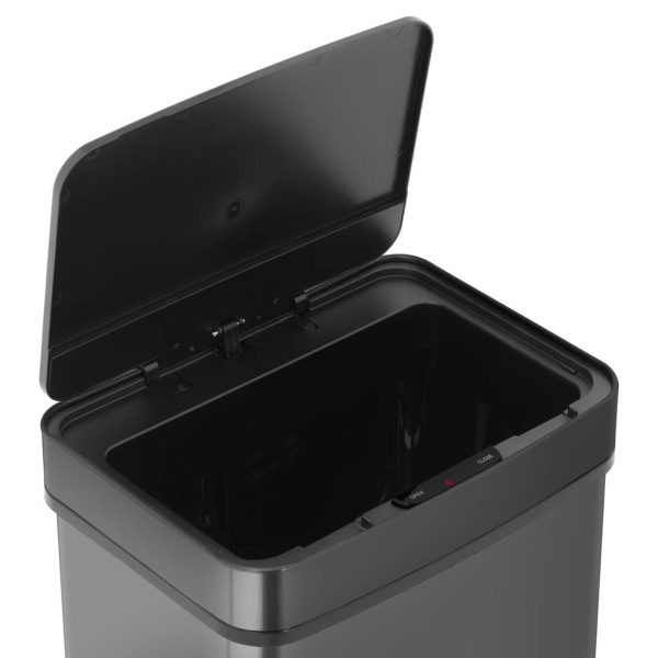Kosz na śmieci automatyczny bezdotykowy prostokątny z czujnikiem ruchu 30 cm 50 l CZARNY - obrazek 3