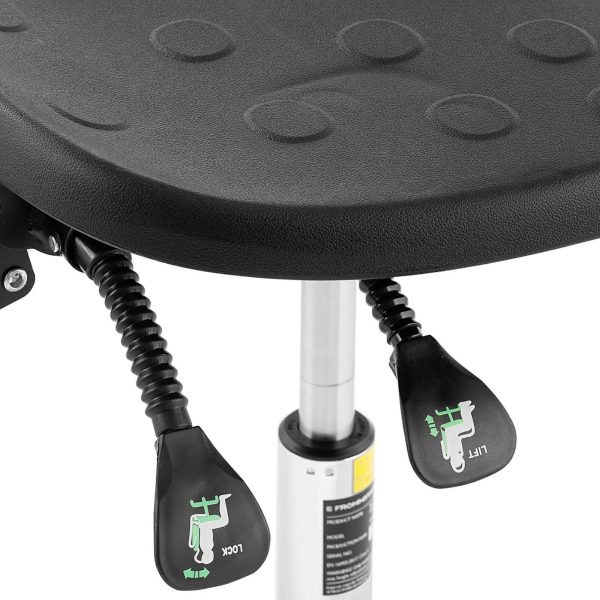 Krzesło robocze warsztatowe z oparciem podnóżkiem CHROM do 120 kg 515-780 mm czarne - obrazek 4
