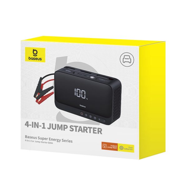 4w1 Jump starter 600A z latarką powerbankiem 6000mAh kompresorem Super Energy - czarny - obrazek 8