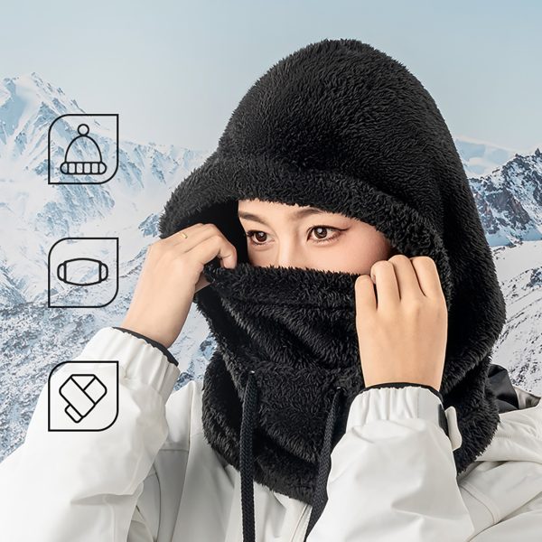 Ciepła kominiarka z futerka zimowa narciarska Arctic Velvet rozmiar L - czarna - obrazek 3
