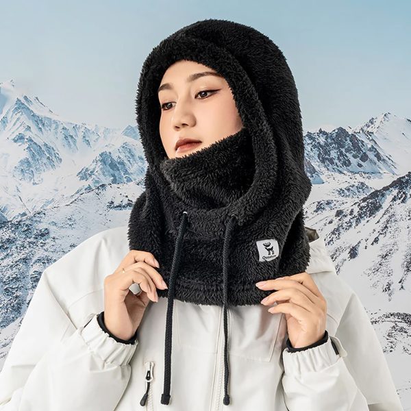 Ciepła kominiarka z futerka zimowa narciarska Arctic Velvet rozmiar L - czarna - obrazek 5