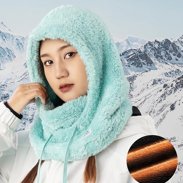 Ciepła kominiarka z futerka zimowa narciarska Arctic Velvet rozmiar L - miętowa - obrazek 6