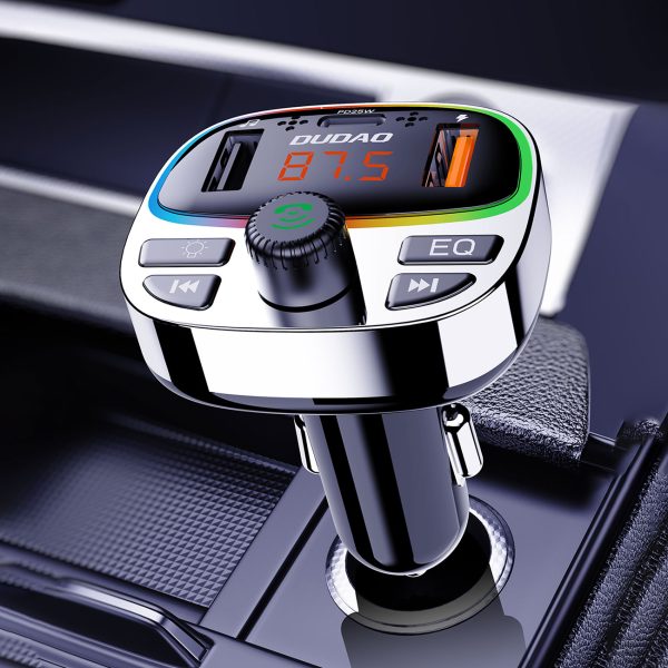 Transmiter samochodowy R2PRO+ z portami ładowania PD 25W Bluetooth 5.3 RGB - czarno-srebrny - obrazek 2