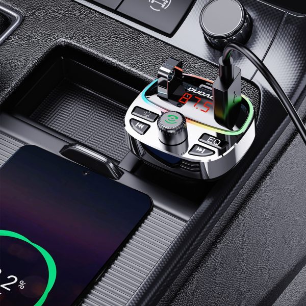 Transmiter samochodowy R2PRO+ z portami ładowania PD 25W Bluetooth 5.3 RGB - czarno-srebrny - obrazek 4