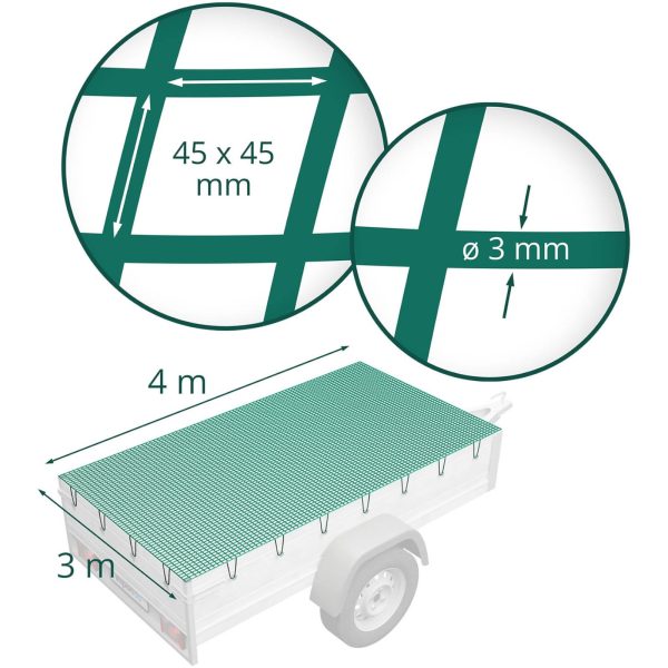 Siatka zabezpieczająca ładunek ochronna na przyczepkę 4 x 3 m zielona - obrazek 5