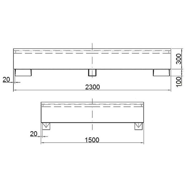 Wanna wychwytowa do zbiornika IBC paletopojemnika MAUZER 2 x 1000L - ocynkowana - obrazek 2