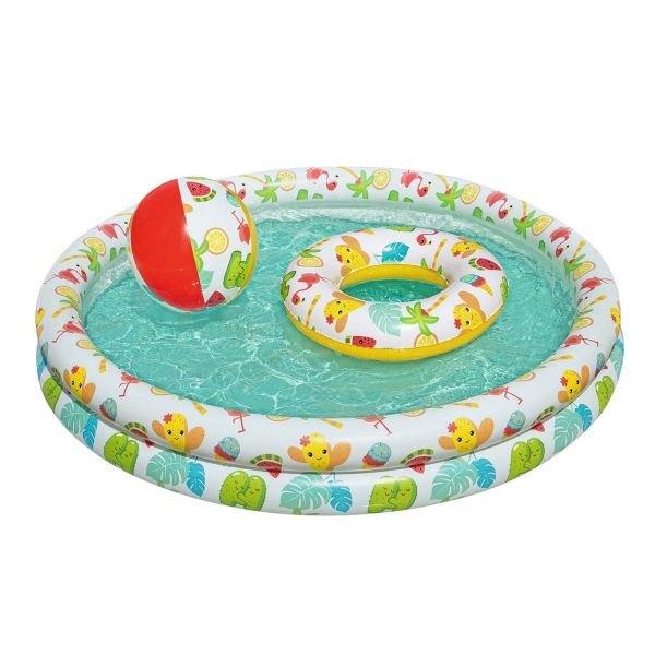 3w1 Basenik dla dzieci 122 x 20 cm + KÓŁKO + PIŁKA Bestway 51124 - obrazek 2