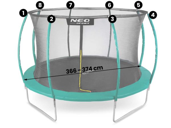 Siatka wewnętrzna do trampolin 374 cm 12ft Neo-Sport - obrazek 2