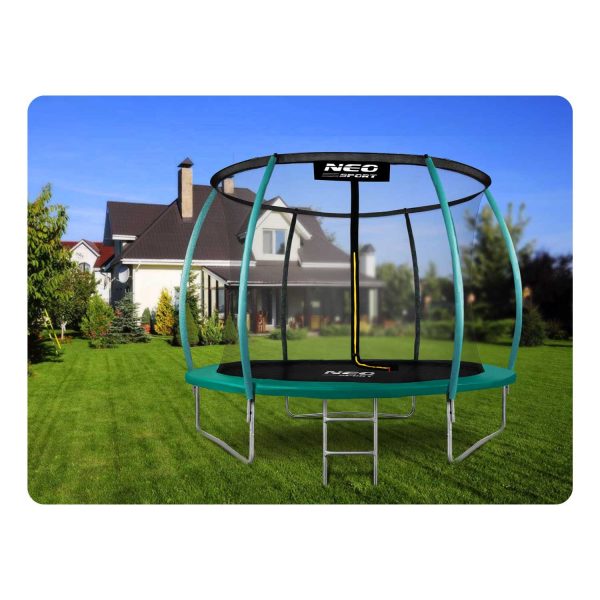 Trampolina ogrodowa 10ft/312cm z siatką, profilowanymi słupkami i drabinką - obrazek 2