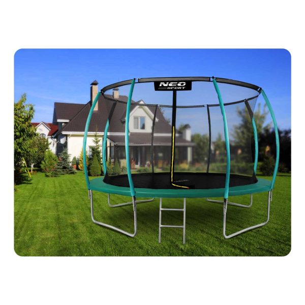 Trampolina ogrodowa 10ft/312cm z siatką zewnętrzną i drabinką Neo-Sport - obrazek 2